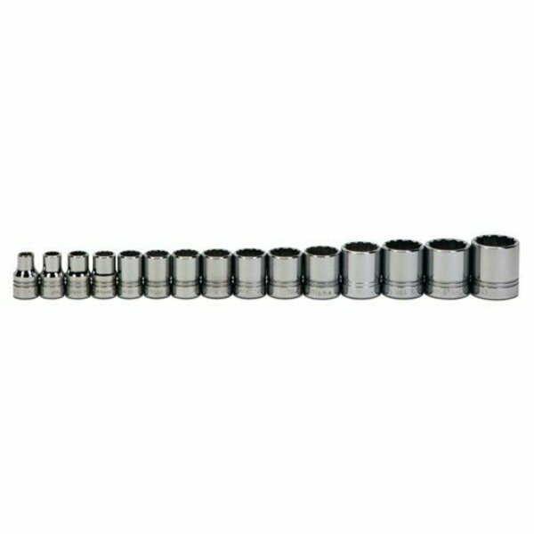 Williams Socket Set, 15 Pieces, 1/2 Inch Dr, 12 Point, 1/2 Inch Size JHWWSS-15RC